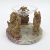 SS22403 - Soapstone Oil Burner / Aroma Lamp, 3 Ganesha, Glass Bowl