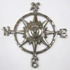 AL51120 - Aluminum Chrome Compass Rose Vintage Finish Nautical Beach House Wall Art Plaque - Wall Hanging Medallion Home Decoration