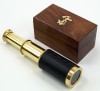 BR48256 - Brass Pullout Telescope 6.125" w/ Wood Box & Wrap