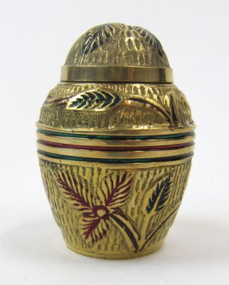 BR6771K - Brass Keepsake Urn Set. (Red Flowers)