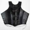 IR807238 - Black Faux Leather Armor Jacket Vest