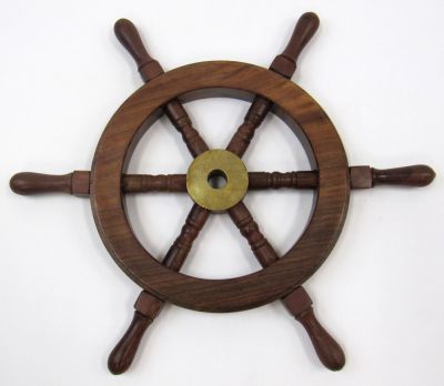SH8760A - Sheesham Mini Wood Ship Wheel, 12.25"
