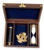 SH7697 - Nautical Gift Box - With sextant, timer and telescope in Wooden Box