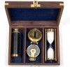 SH7706 - Nautical Gift Box - With compass, timer and telescope in Wooden Box
